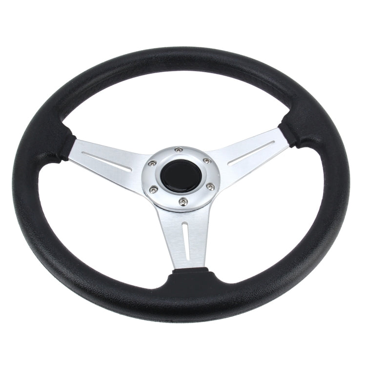 35cm PU Racing Sport Hand Wheel Car Modified Steering Wheel(Silver) by buy2fix