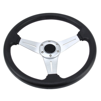 35cm PU Racing Sport Hand Wheel Car Modified Steering Wheel(Silver) by buy2fix