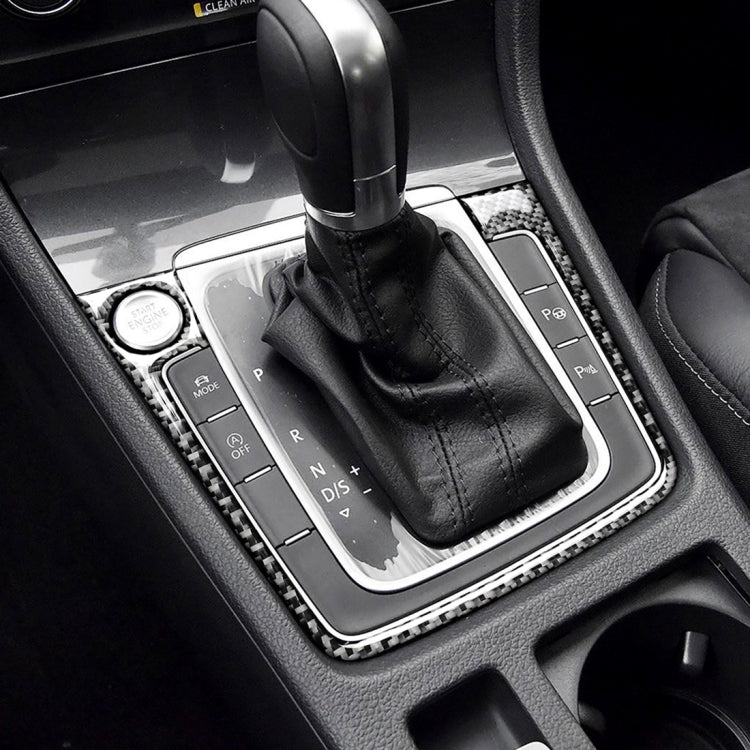 Car Carbon Fiber Gear Position Panel Frame Decorative Sticker for Volkswagen Golf 7 2013-2017, with Hole and Start and Stop, Left Drive by buy2fix