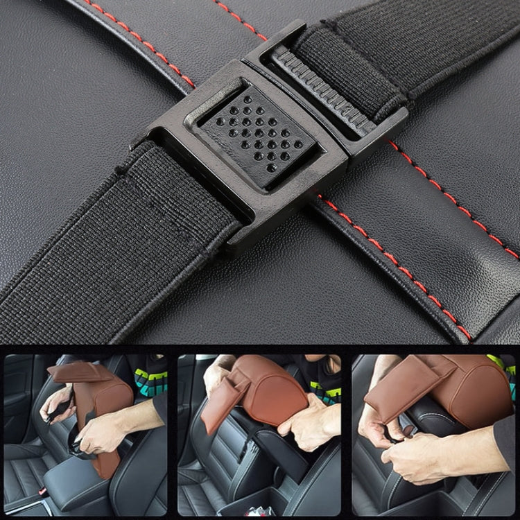 Universal Car PU Leather and Memory Foam Wrapped Armrest Box Car Armrest Box Mat with Phone Holder Storage Bag & Card Slot (Beige) by buy2fix