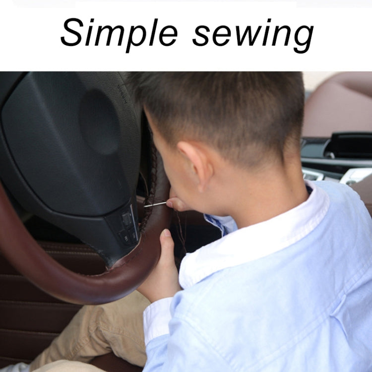 Car Genuine Leather Hand-stitched Adaptation Steering Wheel Cover, For Steering Wheel Size 37-38cm(Brown) by buy2fix