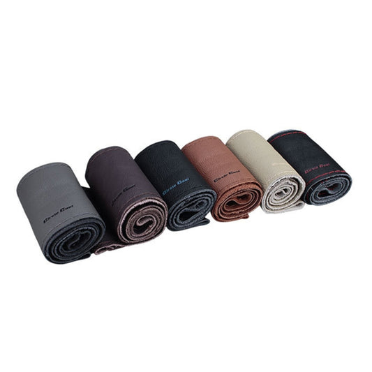 Car Universal Genuine Leather Hand-stitched Steering Wheel Cover(Beige) by buy2fix