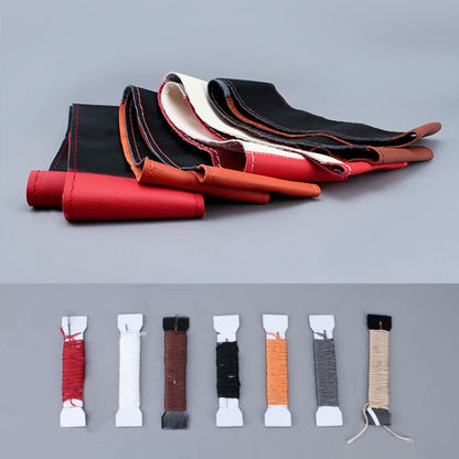 Car Universal 38cm Genuine Leather Hand-stitched Steering Wheel Cover(Brown) by buy2fix