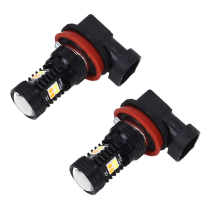 2 PCS Super Bright H11/H8 DC 12V 5W 350LM Auto Car Fog Light with 16 SMD-3030 LED Bulbs Lamp, White + Yellow Light - Fog / Driving Lights by buy2fix | Online Shopping UK | buy2fix