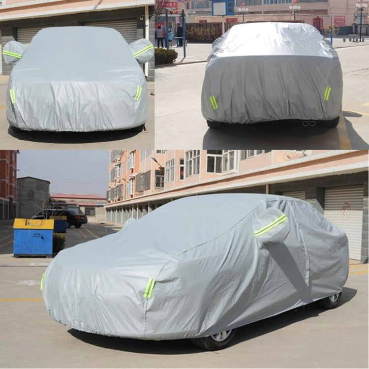 Outdoor Universal Anti-Dust Sunproof 3-Compartment Sedan Car Cover with Warning Strips, Fits Cars up to 5.4m(211 Inches) In Length - PE Material by buy2fix | Online Shopping UK | buy2fix