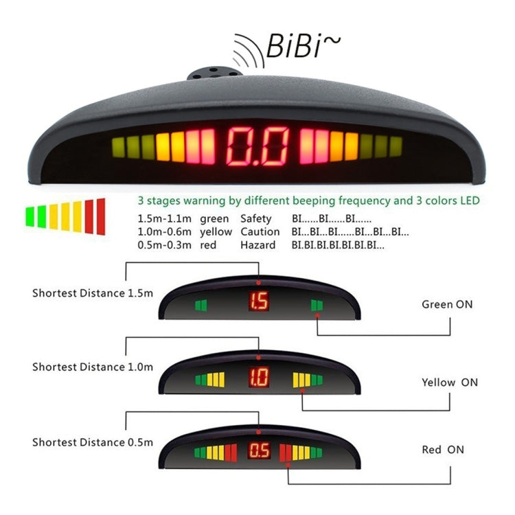 PZ-300-8 Car Parking Reversing Buzzer LED Monitor Parking Alarm Assistance System with 4*7m Front Sensors and 4*2.5m Rear Sensors - In Car by buy2fix | Online Shopping UK | buy2fix