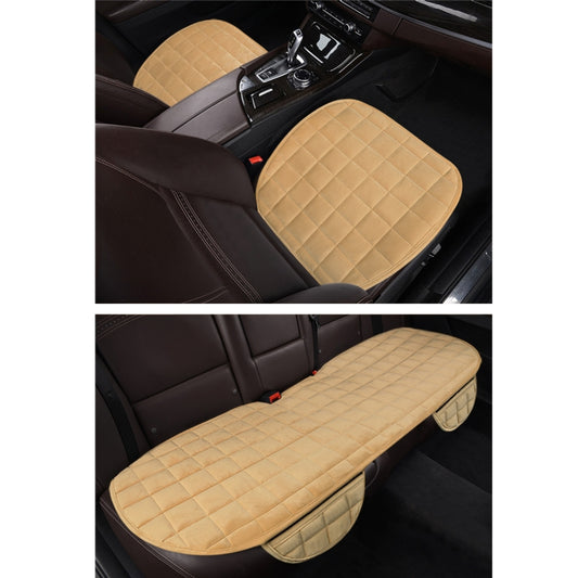 3 PCS / Set Warm Car Seat Cover Cushion Five Seats Universal Two Front Row Seat Covers and One Back Row Seat Cover Car Non-slip Chair Pad Warm Car Mats No Back Plush Cushion(Khaki) by buy2fix