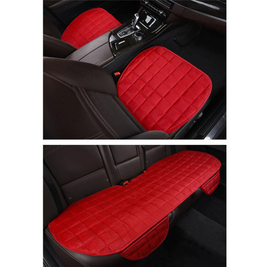 3 PCS / Set Warm Car Seat Cover Cushion Five Seats Universal Two Front Row Seat Covers and One Back Row Seat Cover Car Non-slip Chair Pad Warm Car Mats No Back Plush Cushion(Red) by buy2fix