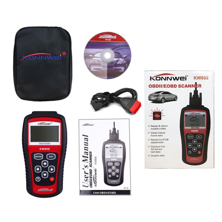 KONNWEI KW808  EOBD / OBDII Car Auto Diagnostic Scan Tools CAN Code Reader Scanner Auto Scan Adapter Scan Tool (Can Only Detect 12V Gasoline Car) - In Car by KONNWEI | Online Shopping UK | buy2fix