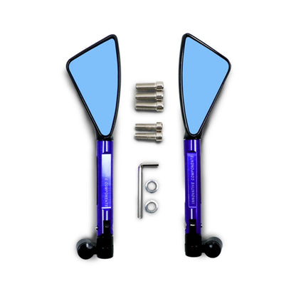 2 PCS Motorcycle Parts CNC Technology Aluminum Alloy Rearview Mirror Side Mirror(Blue) - Side Mirrors by buy2fix | Online Shopping UK | buy2fix