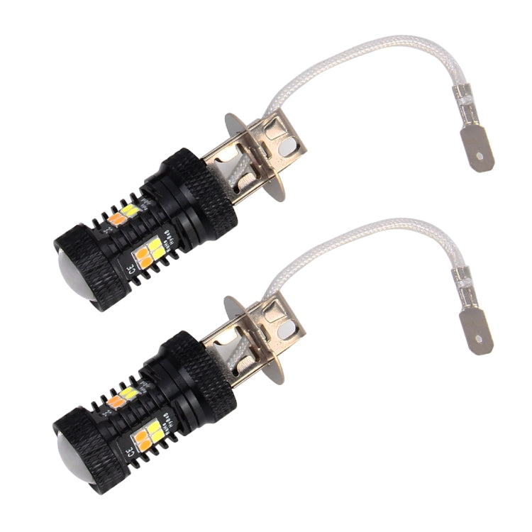 2 PCS Super Bright H3 DC 12V 5W 350LM Auto Car Fog Light with 16 SMD-3030 LED Bulbs Lamp, White + Yellow Light - Fog / Driving Lights by buy2fix | Online Shopping UK | buy2fix