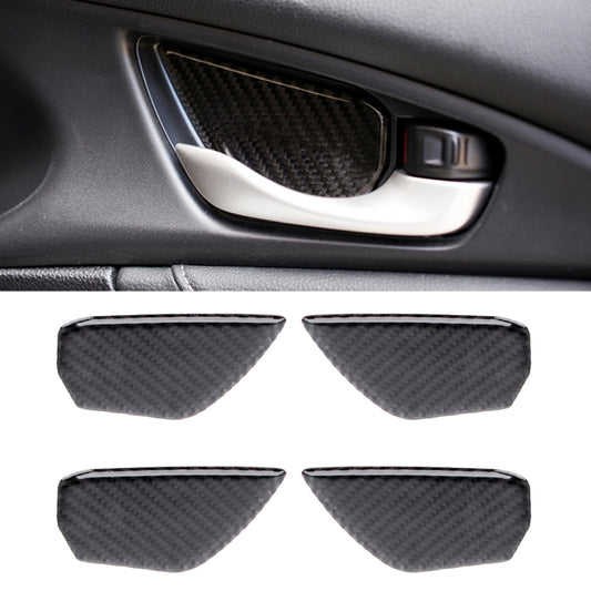 Carbon Fiber Inner Door Handle Bowl Cover Trim Decals Decorative Sticker for Honda Civic 10th Gen by buy2fix