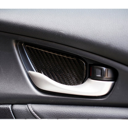 Carbon Fiber Inner Door Handle Bowl Cover Trim Decals Decorative Sticker for Honda Civic 10th Gen by buy2fix