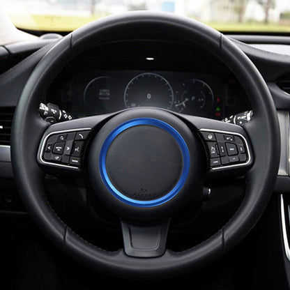 Car Auto Steering Wheel Aluminum Alloy Ring Cover Trim Sticker Decoration for Jaguar(Blue) by buy2fix