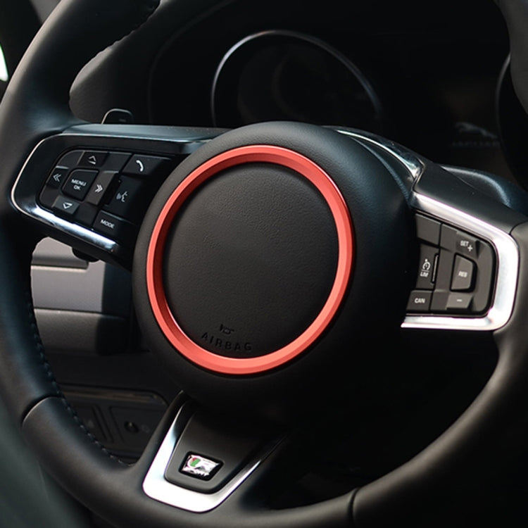 Car Auto Steering Wheel Aluminum Alloy Ring Cover Trim Sticker Decoration for Jaguar(Red) by buy2fix