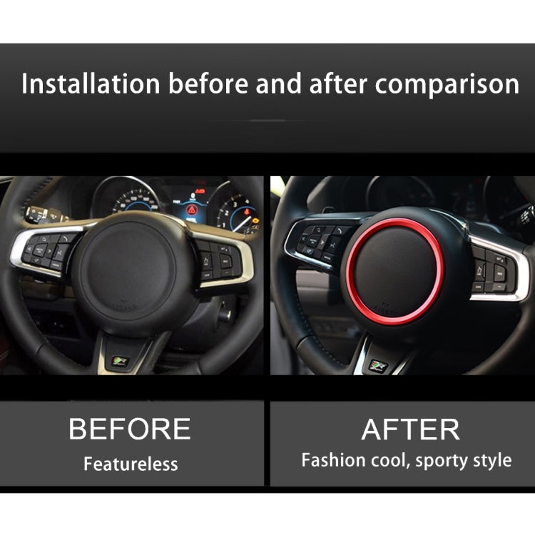 Car Auto Steering Wheel Aluminum Alloy Ring Cover Trim Sticker Decoration for Jaguar(Red) by buy2fix