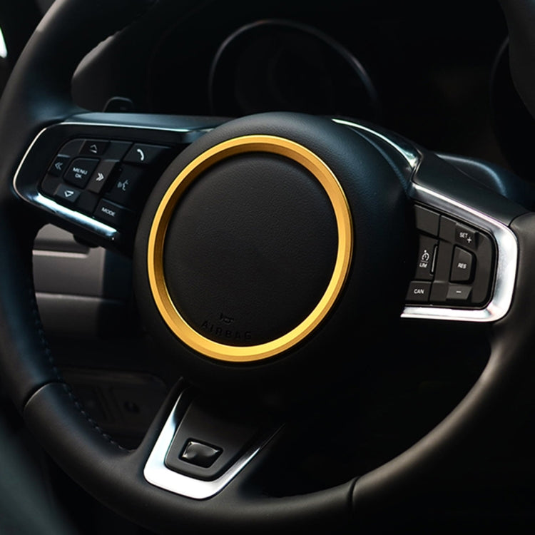 Car Auto Steering Wheel Aluminum Alloy Ring Cover Trim Sticker Decoration for Jaguar(Gold) by buy2fix