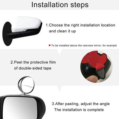 3R-044 Auxiliary Rear View Mirror Car Adjustable Blind Spot Mirror Wide Angle Auxiliary Rear View Side Mirror(Black) - Interior Mirrors by 3R | Online Shopping UK | buy2fix