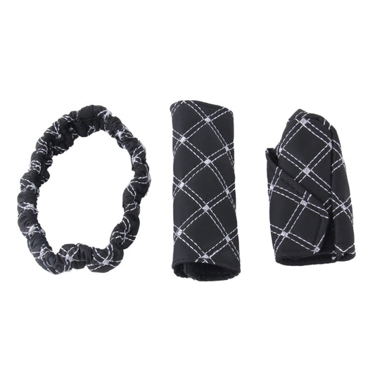 3 PCS Car Hand Brake Cover Shift Knob Gear Stick Cushion Sets Rear View Mirror Sets Cover Car Accessory Interior Decoration Pad(White) by buy2fix