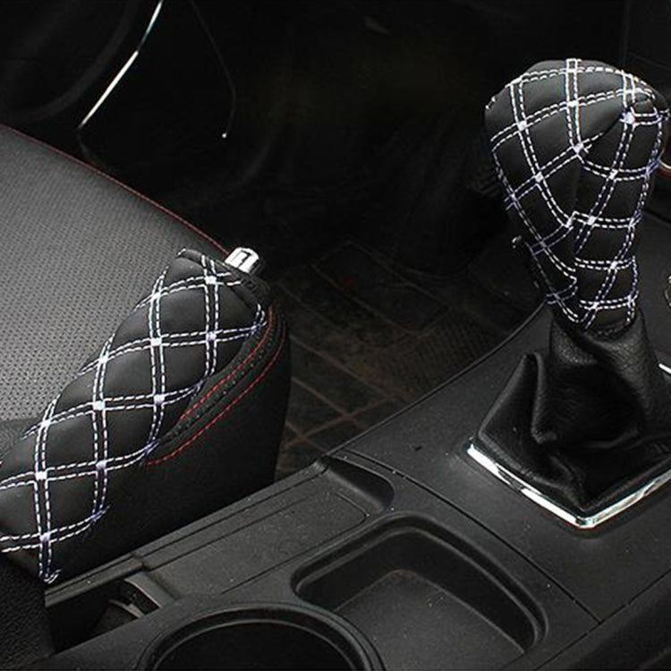 3 PCS Car Hand Brake Cover Shift Knob Gear Stick Cushion Sets Rear View Mirror Sets Cover Car Accessory Interior Decoration Pad(White) by buy2fix