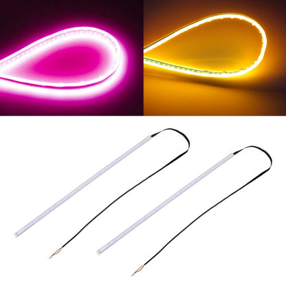 2 PCS 60cm DC12V 7.5W Ultra-thin Waterproof Car Auto Double Colors Turn Lights / Running Lights SMD-2835 LED Bulbs (Turn Lights: Yellow Light; Running Lights: Pink Light) - Running Lights by buy2fix | Online Shopping UK | buy2fix