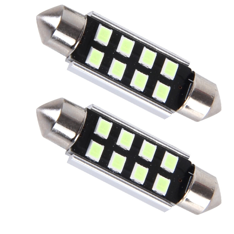 2 PCS DC 12V 2W 39MM 8 SMD-3528 LEDs Bicuspid Port Decoding Car Dome Lamp LED Reading Light(Ice Blue Light) - Dome Lights by buy2fix | Online Shopping UK | buy2fix