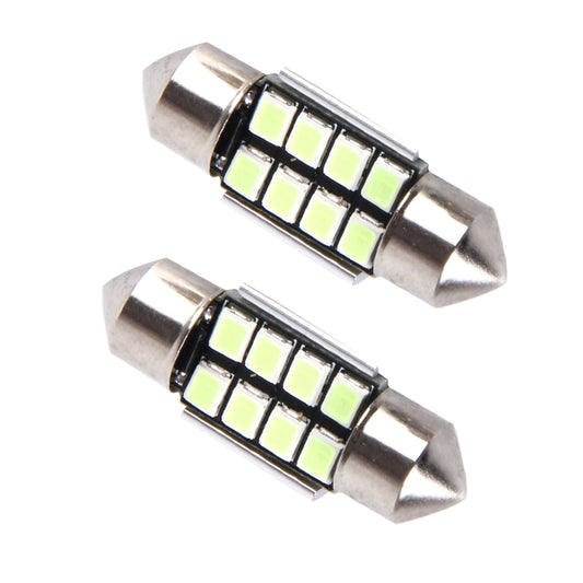 2 PCS DC 12V 2W 31MM 8 SMD-3528 LEDs Bicuspid Port Decoding Car Dome Lamp LED Reading Light(Ice Blue Light) by buy2fix
