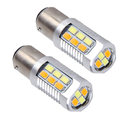 2 PCS 1157/BAY15D 6W 22 SMD-5730-LEDs White + Yellow Light Brake Light Turn Light, DC 12V by buy2fix