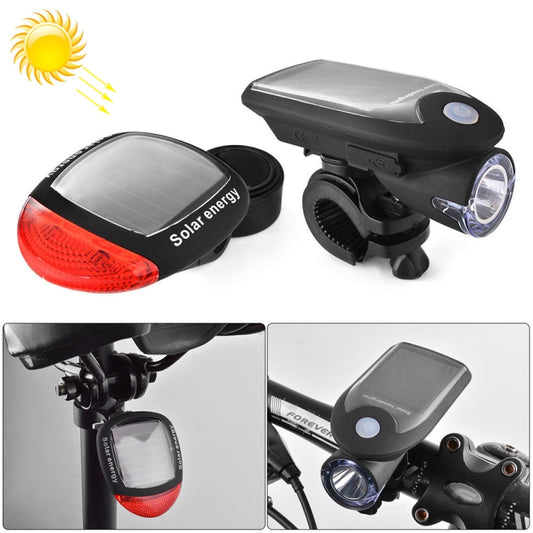 2 PCS 3W 240LM USB Solar Energy Motorcycle / Bicycle Light Set, Front Light+Back Light(Black) by buy2fix