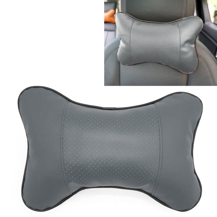 Four Seasons Breathable Leather Surface Car Neck Pillow Head Pillow(Grey) by buy2fix