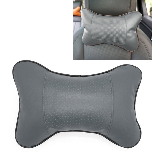 Four Seasons Breathable Leather Surface Car Neck Pillow Head Pillow(Grey) by buy2fix