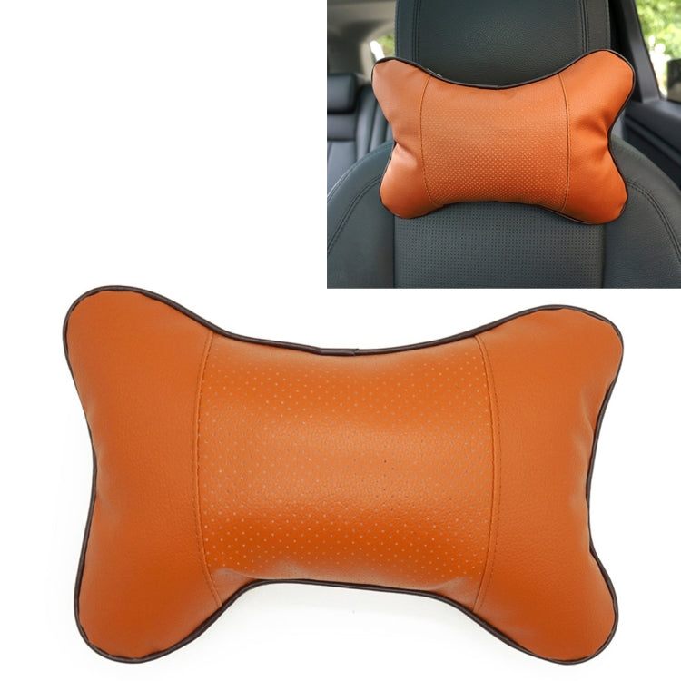 Four Seasons Breathable Leather Surface Car Neck Pillow Head Pillow(Brown) by buy2fix