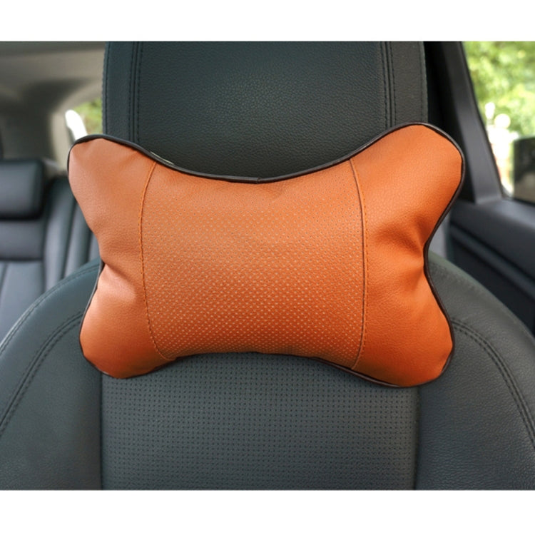 Four Seasons Breathable Leather Surface Car Neck Pillow Head Pillow(Brown) by buy2fix