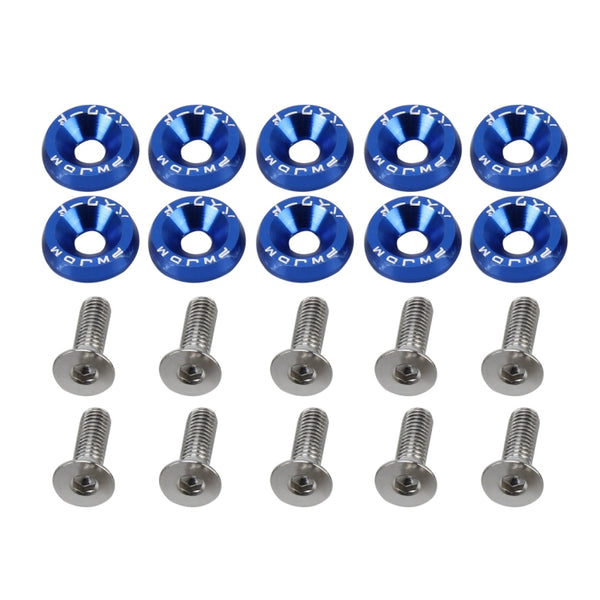 10 PCS Car Modified Screw Gaskets Bodywork Stainless Steel Gasket Bolts, Diameter: 19mm(Blue) by buy2fix