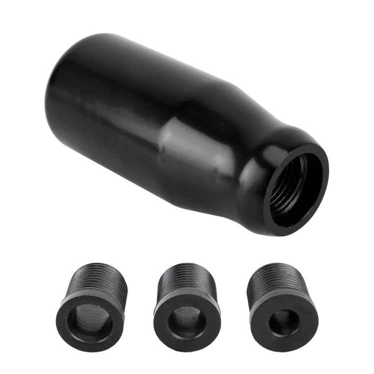 Universal Car Modified Gear Shift Knob Solid Color Smooth Auto Transmission Shift Lever Knob with Three Rubber Covers(Black) by buy2fix
