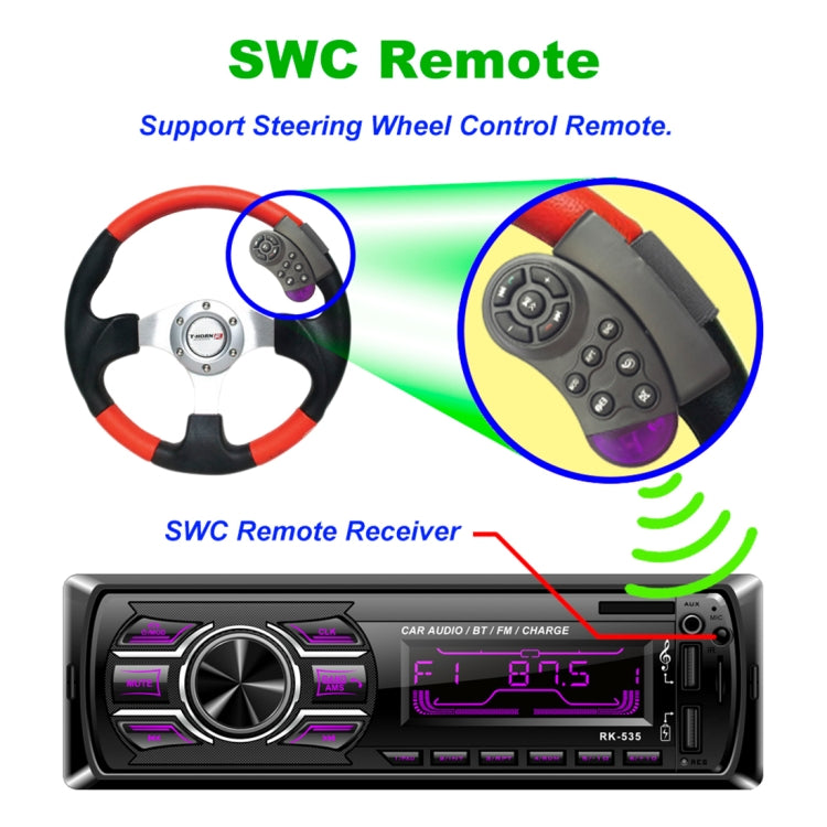 RK-535 Car Stereo Radio MP3 Audio Player with Remote Control, Support Bluetooth Hand-free Calling / FM / USB / SD Slot - Car MP3 & MP4 & MP5 by buy2fix | Online Shopping UK | buy2fix