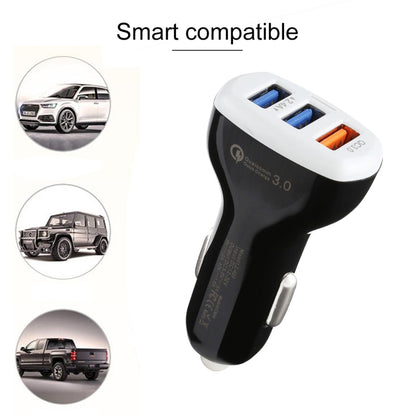 LZ-429 QC3.0 2.4A Three USB Ports Smart Quick Car Charger(Black) - In Car by buy2fix | Online Shopping UK | buy2fix