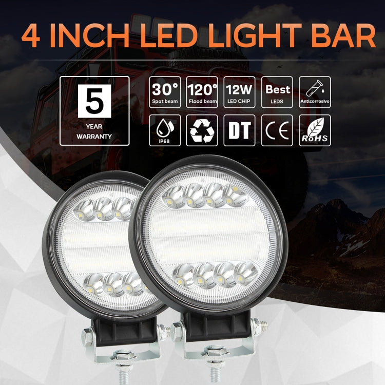 2 PCS 4 inch 15W Spot / Flood Light White Light Round-Shaped Waterproof Car SUV Work Lights Spotlight LED Bulbs, DC 9-30V - Work Lights by buy2fix | Online Shopping UK | buy2fix