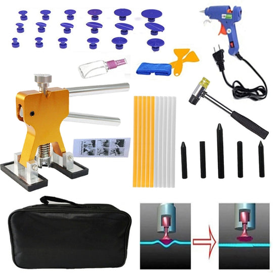 40 en 1 Auto Car Metal PDR Dent Lifter-Colle Extracter Tab Grêle Removal Paintless Car Dent Repair Tools Kit, avec pistolet à colle 20 W, prise américaine ou prise européenne
