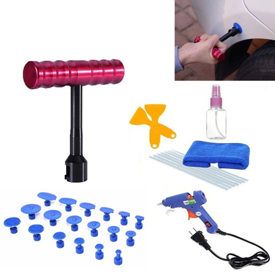 32 en 1 Auto Car Metal PDR Dent Lifter-Colle Extracter Tab Grêle Removal Paintless Car Dent Repair Tools Kit, avec pistolet à colle 20W, prise américaine ou prise européenne