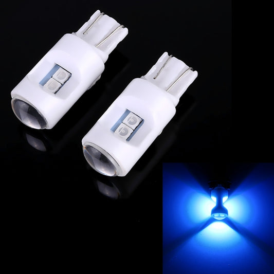 2 PCS T10 / W5W / 194 DC 12V 1.2W 6LEDs SMD-3030 Car Reading Lamp Clearance Light, with Projector Lens Light(Ice Blue Light) - Clearance Lights by buy2fix | Online Shopping UK | buy2fix