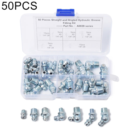 50 PCS Straight and Angled Hydraulic Grease Zerk Fitting SAE Kit - Pipes & Fittings by buy2fix | Online Shopping UK | buy2fix