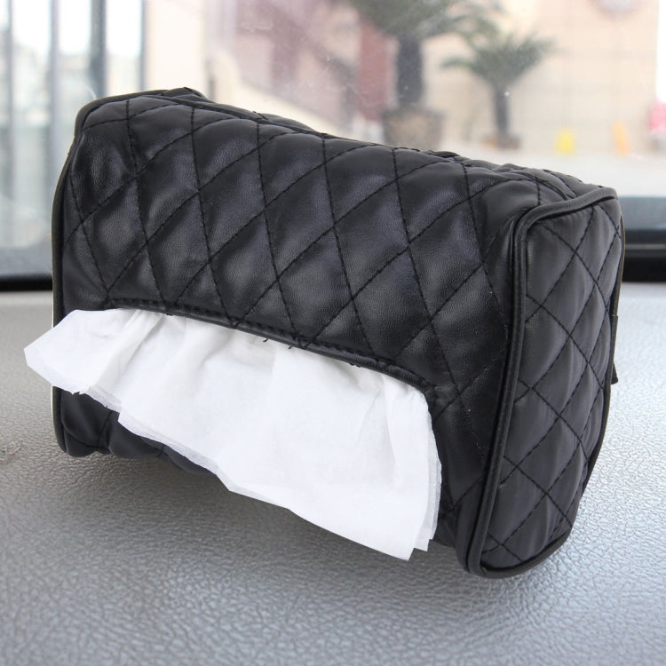 Car Auto Leather Sun Visor Backseat Hanger Tissue Box Paper Napkin Bag (Not Include Napkin)(Black) - Tissue Boxes by buy2fix | Online Shopping UK | buy2fix