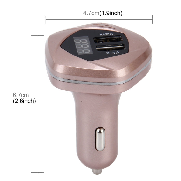 HSC HSC-103 12-24V Car Charger Dual USB Adapter with Voltage Monitoring Wireless Bluetooth MP3 2.4A Output Car Cigarette Lighter - Bluetooth Car Kits by buy2fix | Online Shopping UK | buy2fix
