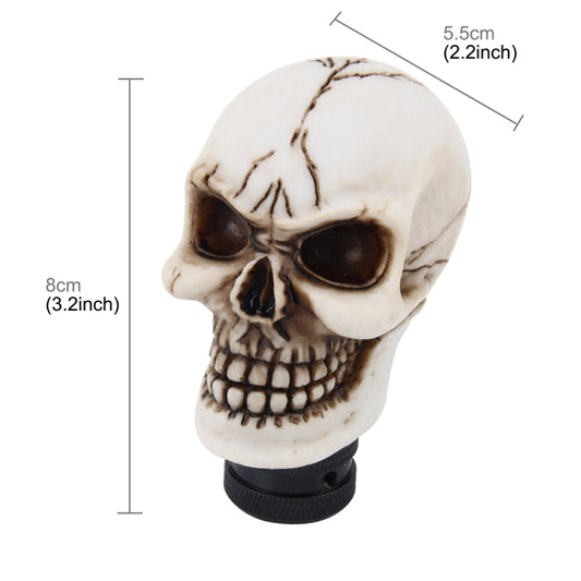 Universal Skull Head Shape ABS Manual or Automatic Gear Shift Knob with Three Rubber Covers Fit for All Car(White) by buy2fix