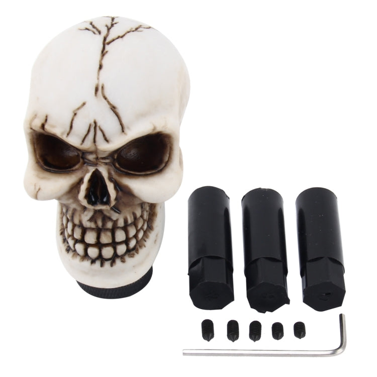 Universal Skull Head Shape ABS Manual or Automatic Gear Shift Knob  with Three Rubber Covers Fit for All Car(White) - Shift Knob by buy2fix | Online Shopping UK | buy2fix