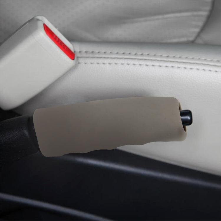 Rubber Car Hand Brake Cover Shift Knob Gear Stick Cushion Cover Car Accessory Interior Decoration Pad(Khaki) by buy2fix