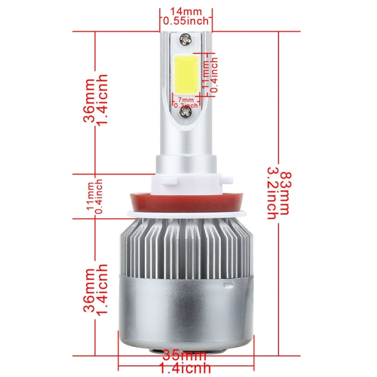 2 PCS H8/H9/H11 18W 1800 LM 6000K IP68 Casnbus Constant Current Car LED Headlight with 2 COB Lamps, DC 9-36V(White Light) - LED Headlamps by buy2fix | Online Shopping UK | buy2fix