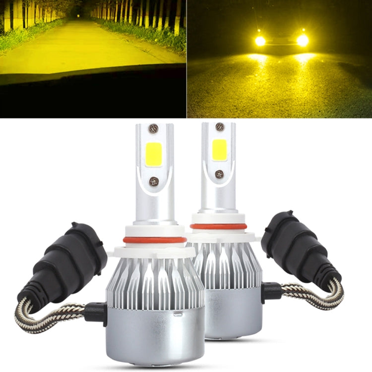 2 PCS 9005 18W 1800 LM 3000K IP68 Casnbus Constant Current Car LED Headlight with 2 COB Lamps, DC 9-36V(Gold Light) - LED Headlamps by buy2fix | Online Shopping UK | buy2fix