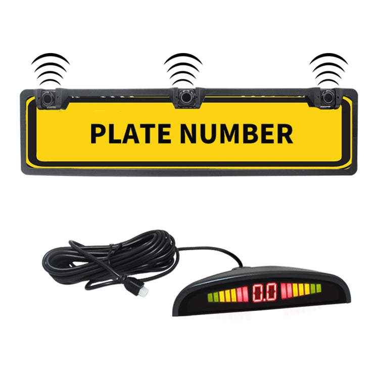 PZ300L Europe Car License Plate Frame Parking Sensors Reversing Radar with 3 Radar Detector - In Car by buy2fix | Online Shopping UK | buy2fix